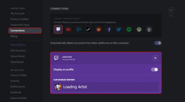 Discord settings